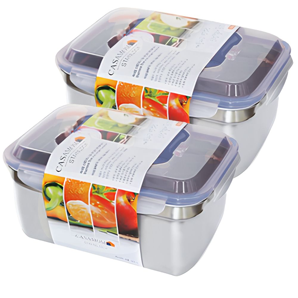 까사맘 스테인레스 스틸 사면 결착 강력 밀폐용기 반찬통 김치통 스텐반찬통 7종 골라담기, 3.6L, 2개 27,000원