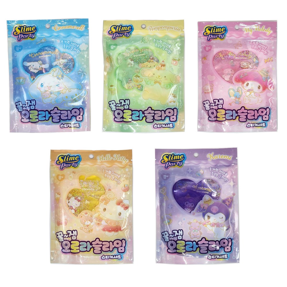 산리오 캐릭터 꿀잼 오로라 슬라임+스티커세트 5P (중복없음), 1세트 14,750원
