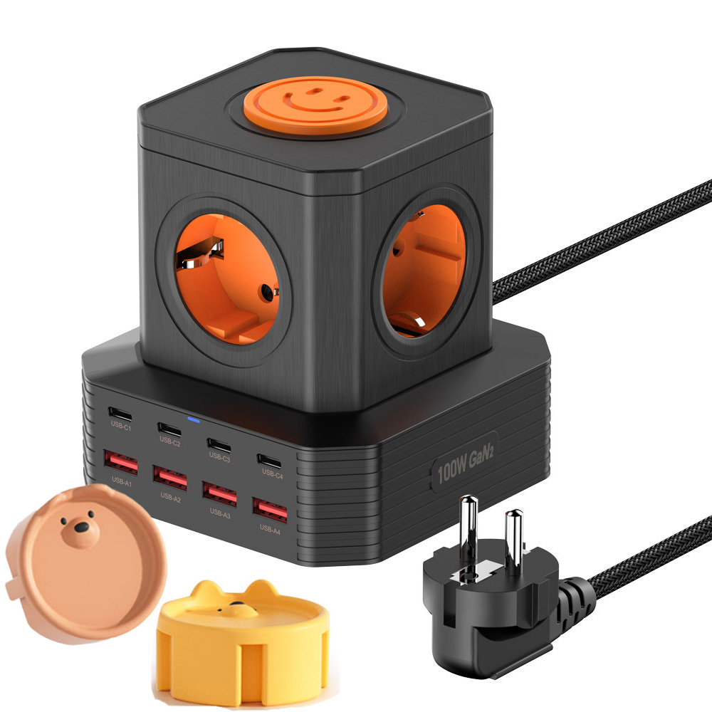 UM2 USB 멀티탭 큐브 타워 디자인 C타입 100W 충전기 캠핑 여행용 멀티 콘센트 UMAC-100WTOWER + 사은품증정, 1개, 블랙(오렌지)+사은품증정 69,800원