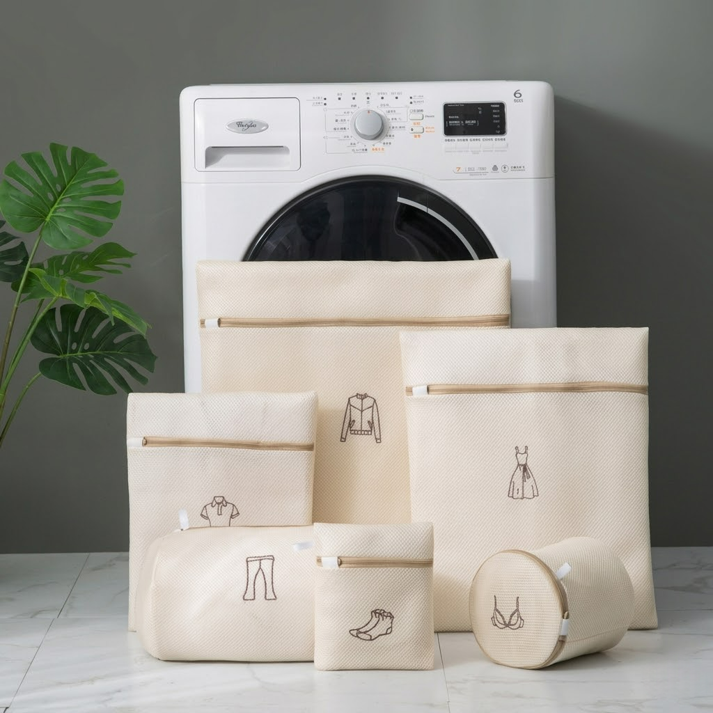 타니아홈 탄탄 이중메쉬 세탁망 6종 세트, 베이지, 1세트 16,100원