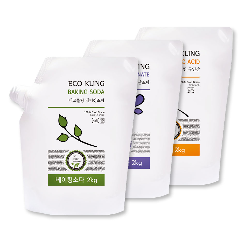 에코클링 베이킹소다2kg+과탄산소다 2kg+구연산 2kg, 2kg, 3개 25,800원