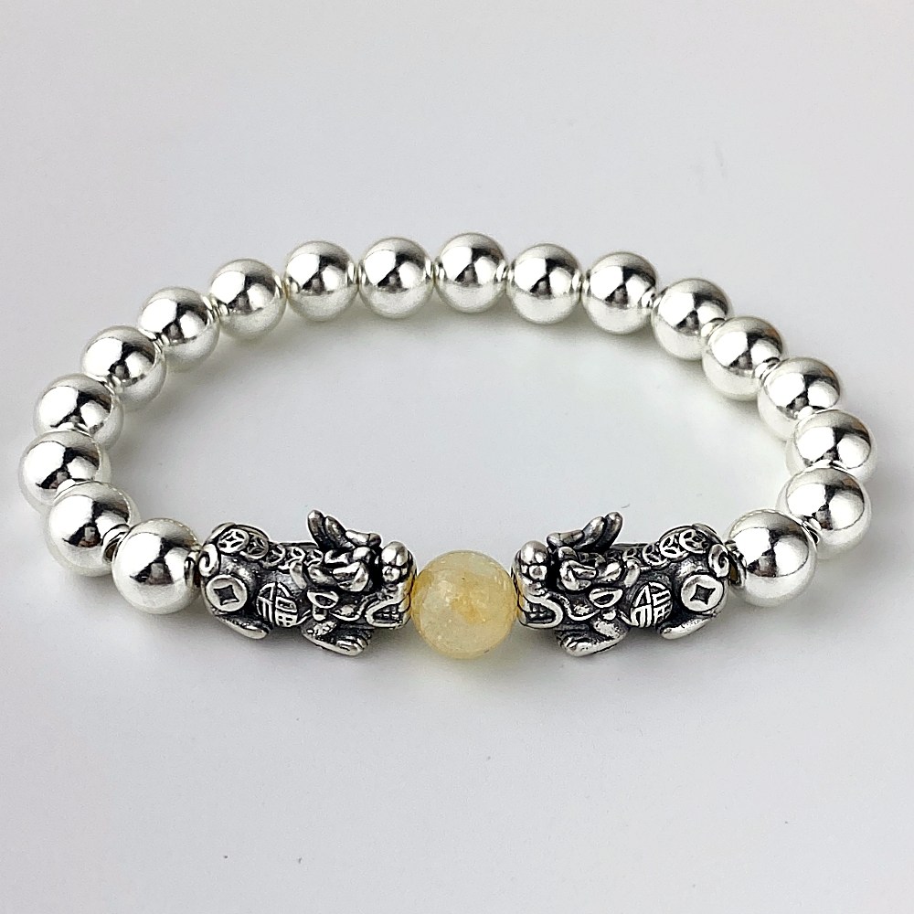 르제이실버 8mm 은볼 재물운 금침수정 순은 비휴 팔찌 커플 남자 여자 은팔찌 255,000원