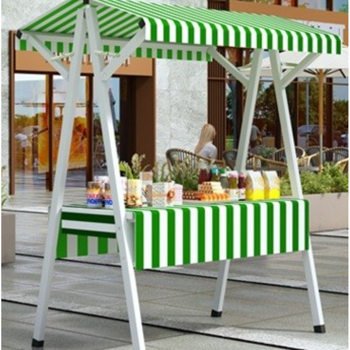 간이매대 플리마켓 튼튼한 철재 접이식 가판대 행사용 좌판대 이동식 포장마차, 그린 163,000원