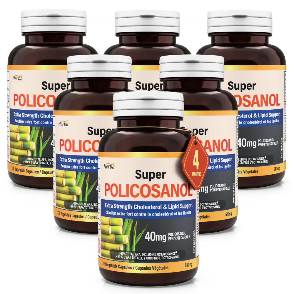 폴리코사놀 40mg 120식물성캡슐 9가지 지방족 알코올 99.23% 옥타코사놀 62.56% 함유 고함량 슈퍼 Policosanol 허바 캐나다, 6개, 120정 178,190원
