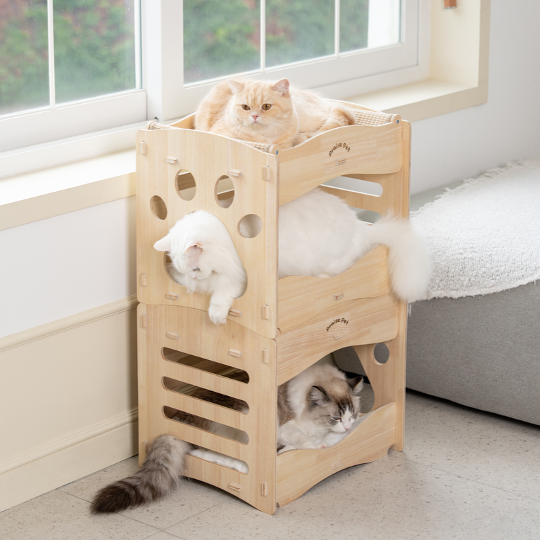 [리뉴얼 완료]프레이즈펫 프리미엄 2층침대 스크래쳐 - 고양이 대형 숨숨집 하우스 리필 매트 스크래쳐, 아이보리, 1개 59,000원