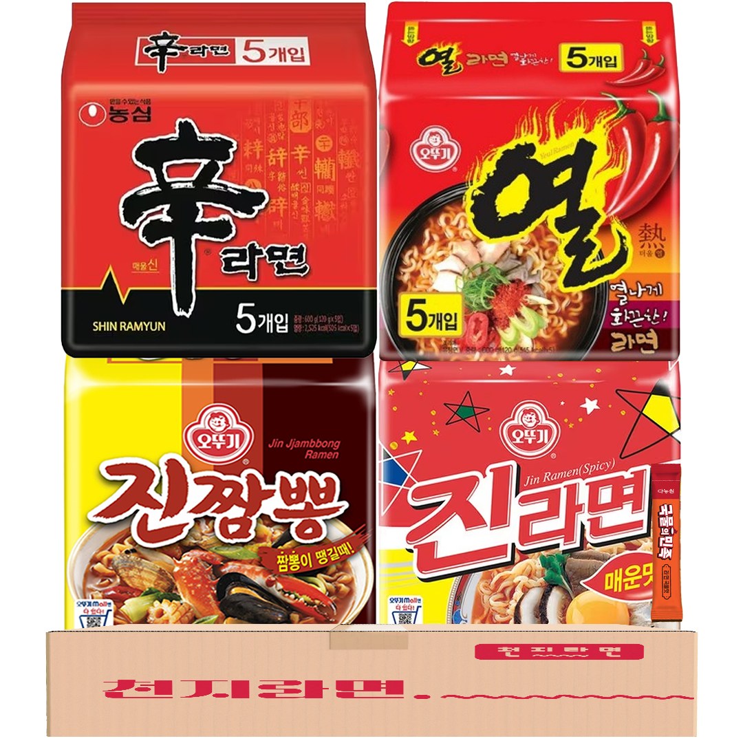 열짬신 봉지라면세트 19개 (신라면 5입+진짬뽕 4입+진라면(매) 5입+열라면 5입) 인기라면 4종세트 라면스프, 1세트 22,900원