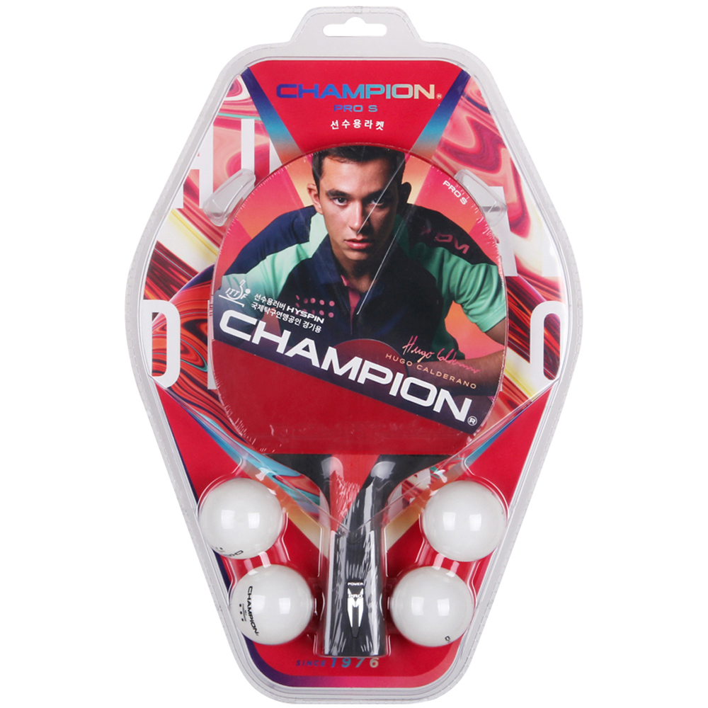 참피온 쉐이크 탁구 라켓 선수용 PRO S + 탁구공 4p, PRO S, 1개 35,930원