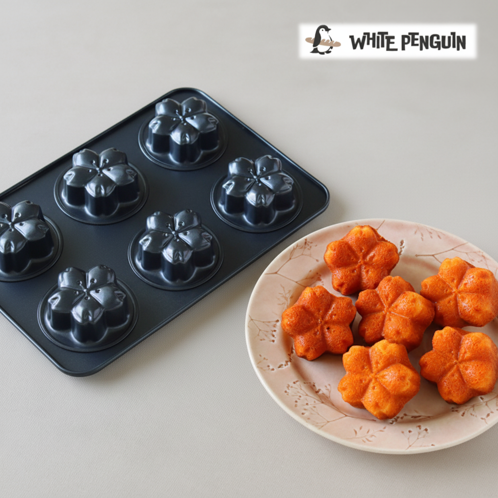 [국내당일발송] 실리콘코팅 벚꽃틀 6구 버터떡틀 화과자만들기 17,500원