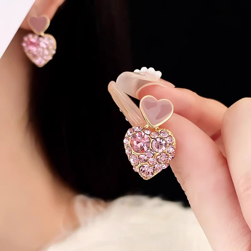 Ramlove 14K  여성 귀걸이 다이아몬드 귀걸이 발렌타인데이 하트 다이아몬드 여성 패션 도금 귀걸이 HAR-SS042 33,800원