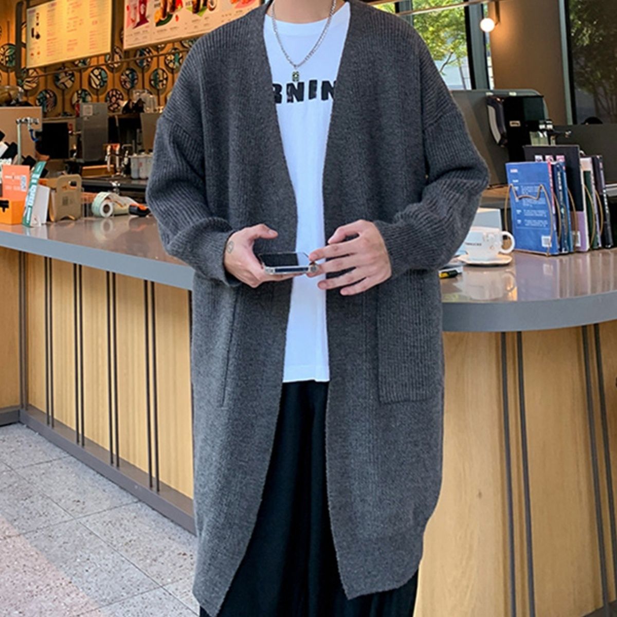 남자 봄 가을 롱 가디건 패션 얇은 니트 코트 루즈핏 스웨터 카디건 캐주얼 심플 니트 가디건 재킷 LPC 34,920원
