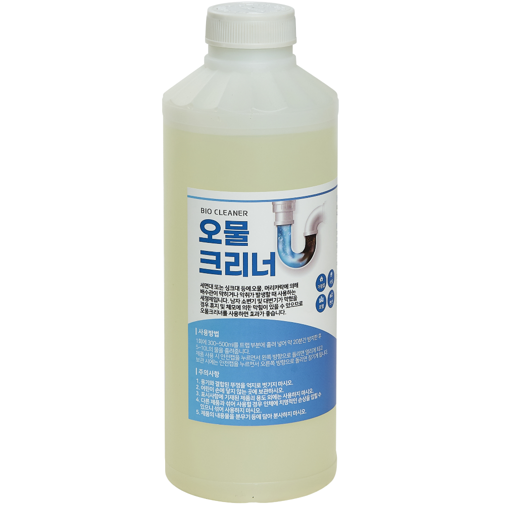 오물크리너 머리카락 휴지 분해 배관 막힘 화장실 욕실 청소 배수구 세척제 세정제 오물 용해, 1개, 1L 13,000원