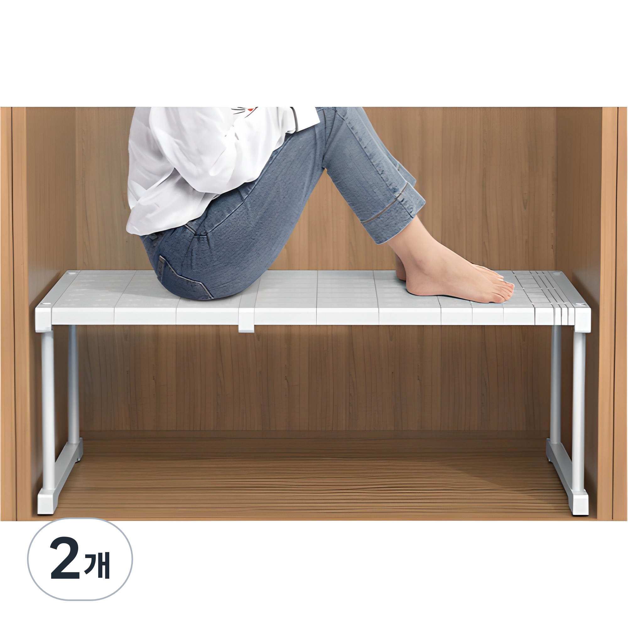 가려거든 공간최대활용 너비조절 옷장선반, 소형 화이트 너비37~48 x 폭42 x 높이 32cm, 2개 39,790원