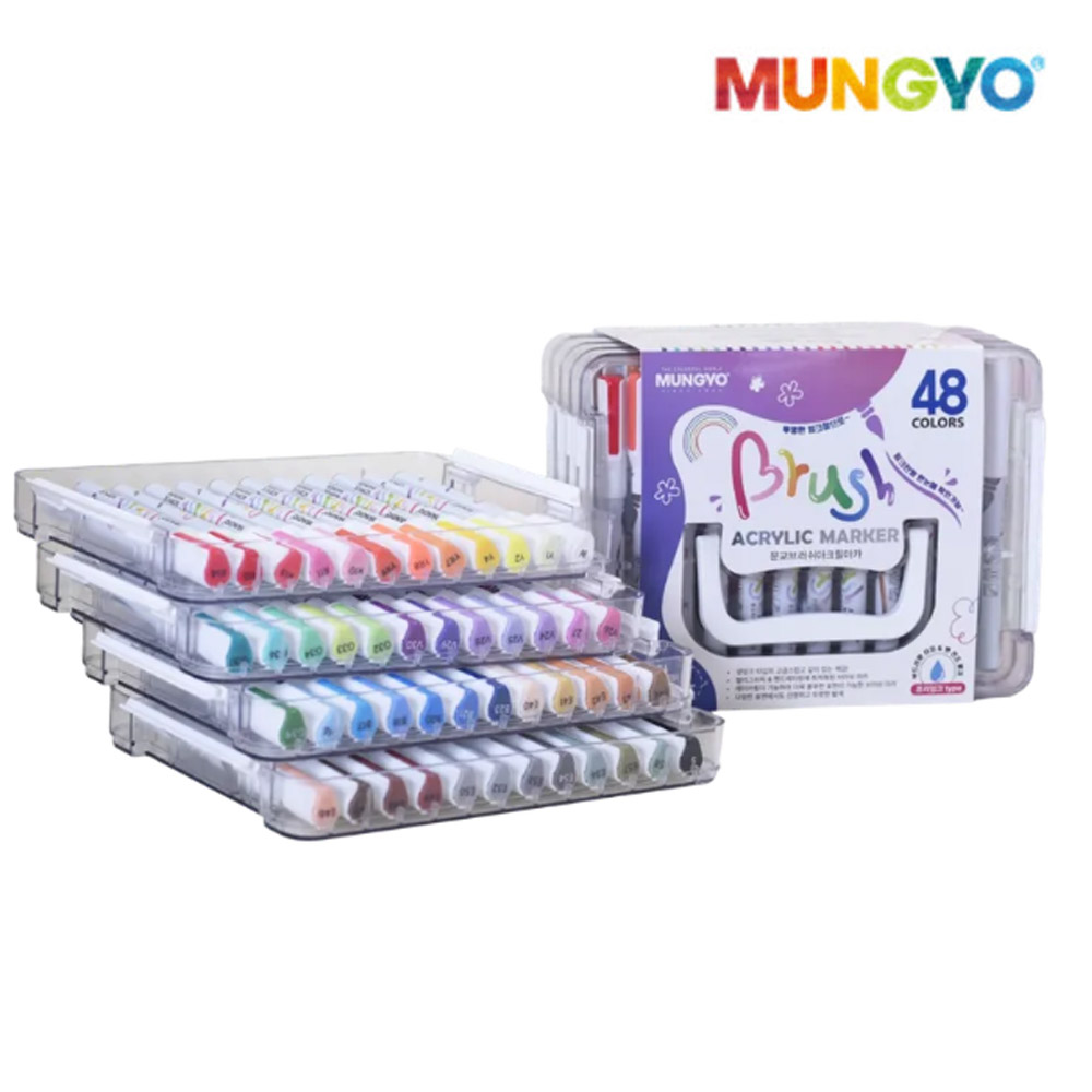 문교 브러쉬 아크릴 마카 불투명 수성 48색 학교 필기구, 1개 35,200원