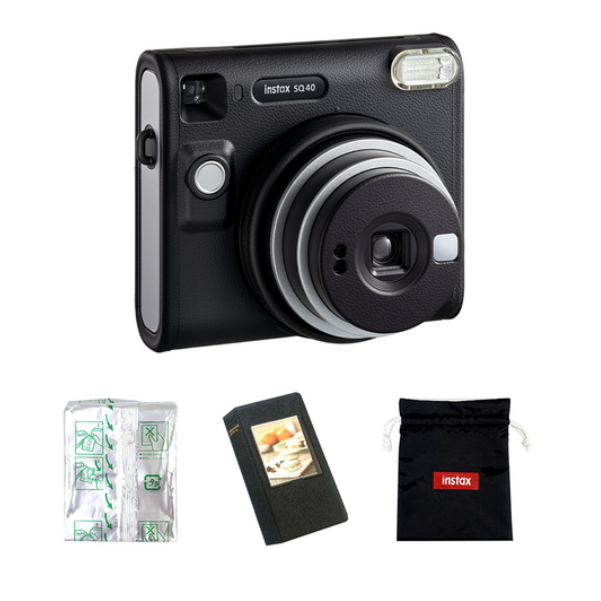 인스탁스 SQ40 즉석 카메라 블랙 + 스퀘어 필름 10p + 마카롱 2단 앨범 랜덤발송 + 로고 파우치 세트  SQ40 318,900원