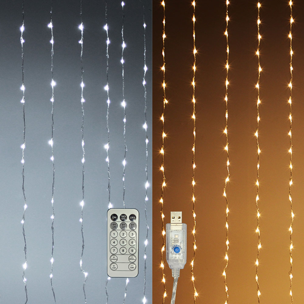 LED USB리모컨 큐빅 폭포수200구 폭포조명 커튼조명 트리전구, 1개, 백색 23,500원