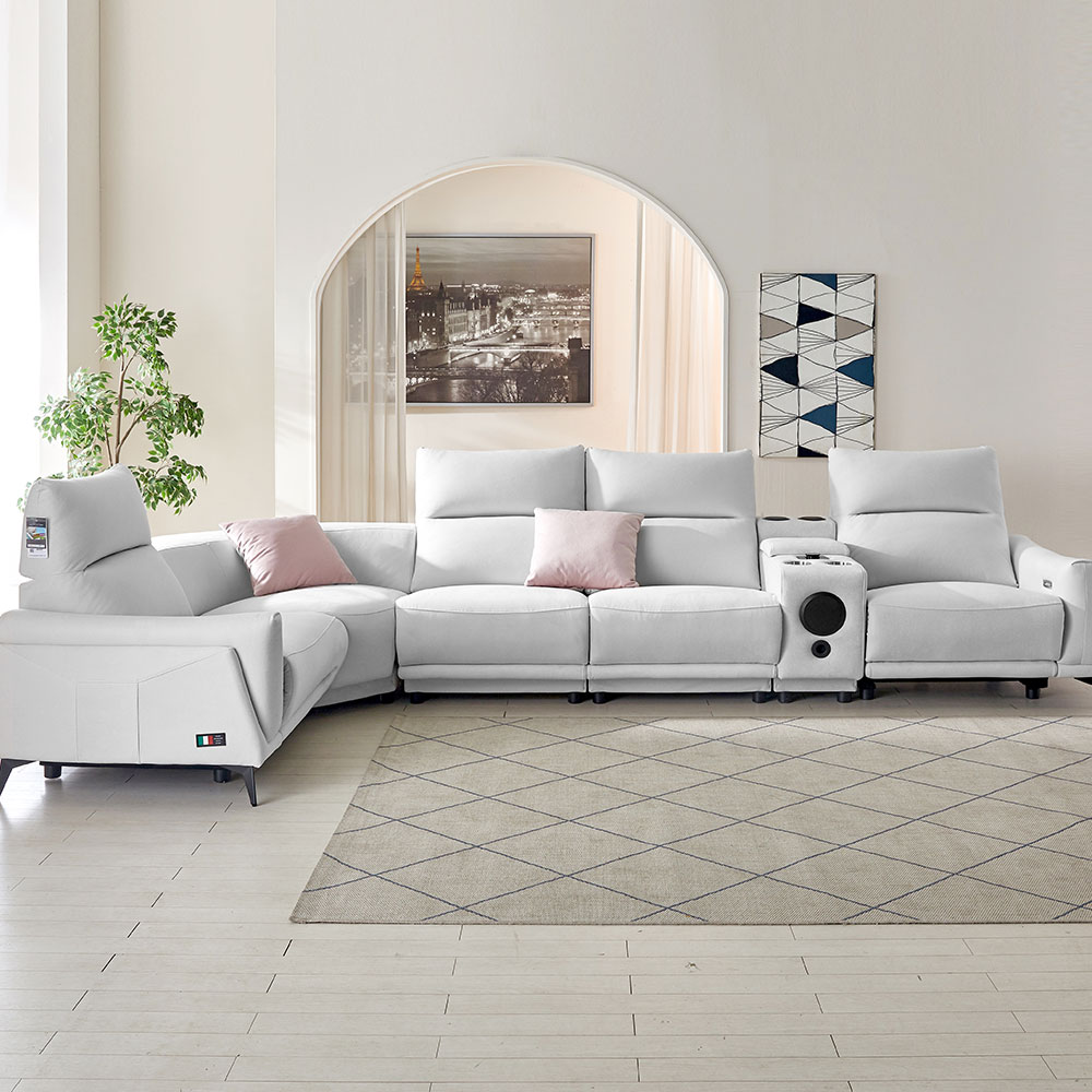 베르체 코너형 6인용 메카원단 패브릭 모듈 전동 리클라이너소파 홈바포함, 라이트그레이 2,252,000원