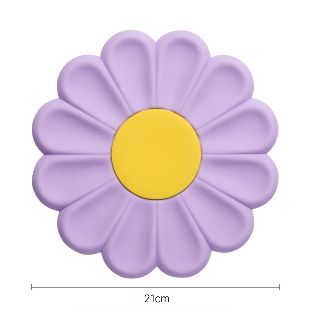 실리콘 데이지꽃 냄비받침 컵받침, 1개, 바이올렛(21cm) 5,400원