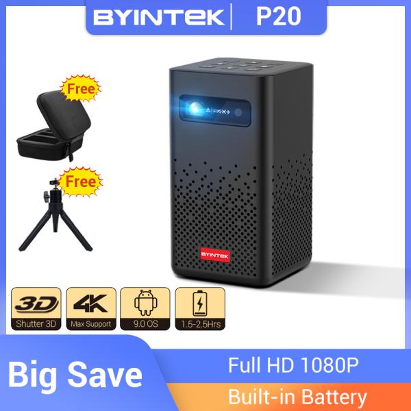 미니 빔프로젝터 초단초점 업그레이드버전 LED 휴대용 와이파이 홈시네마 BYINTEK P20 3D 4K 시네마 1080P 스마트 안드로이드 DLP 홈 시어터 야외 프로젝터 배터리 352,350원