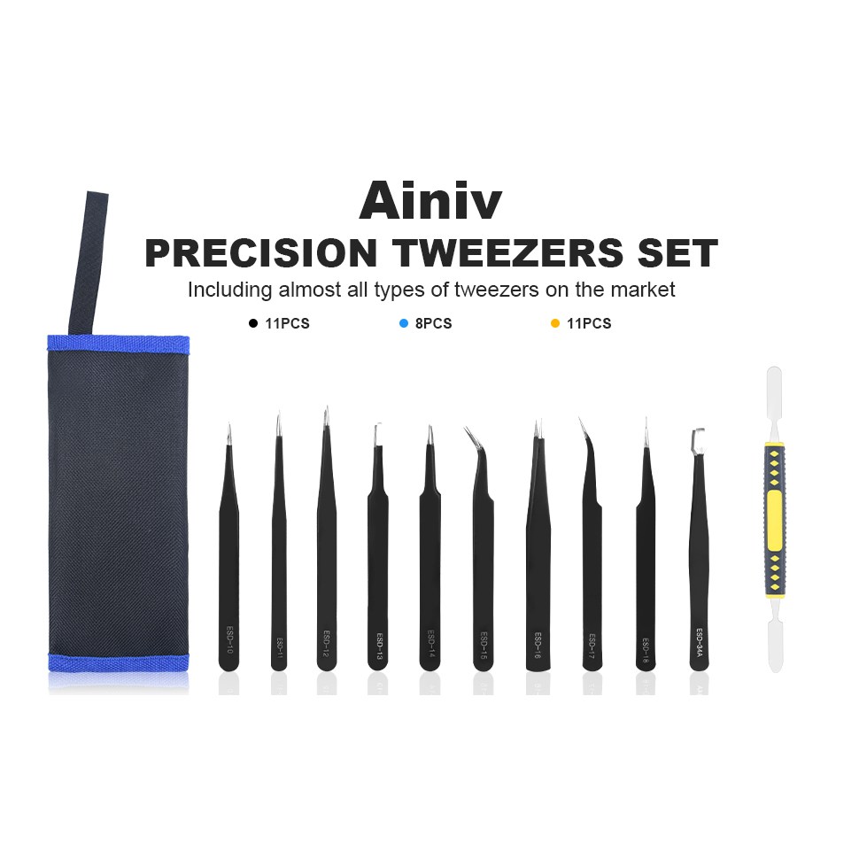 정전기방지 정밀 핀셋 10종 세트 블랙 + 프라이바 12,000원