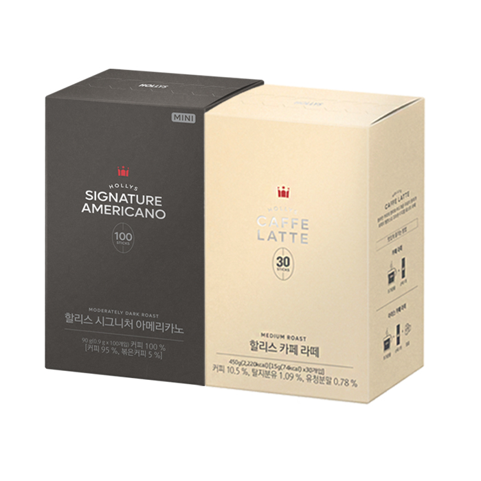 [할리스] 시그니처 아메리카노 미니 다크 100T + 카페라떼 30T 19,900원