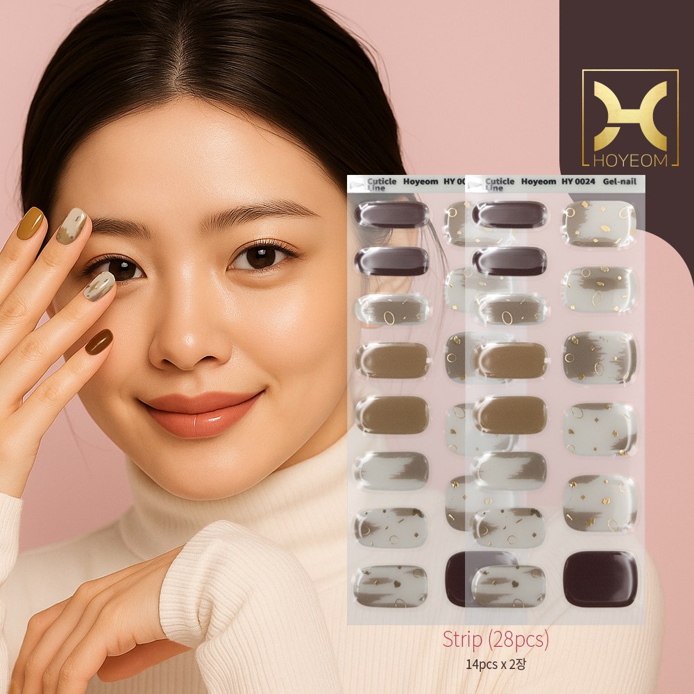 [HOYEOM] 반경화 젤네일 스티커 28P UV경화 셀프네일 HY-0024 골드링, 1개, Gold ring(HY0024) 13,700원