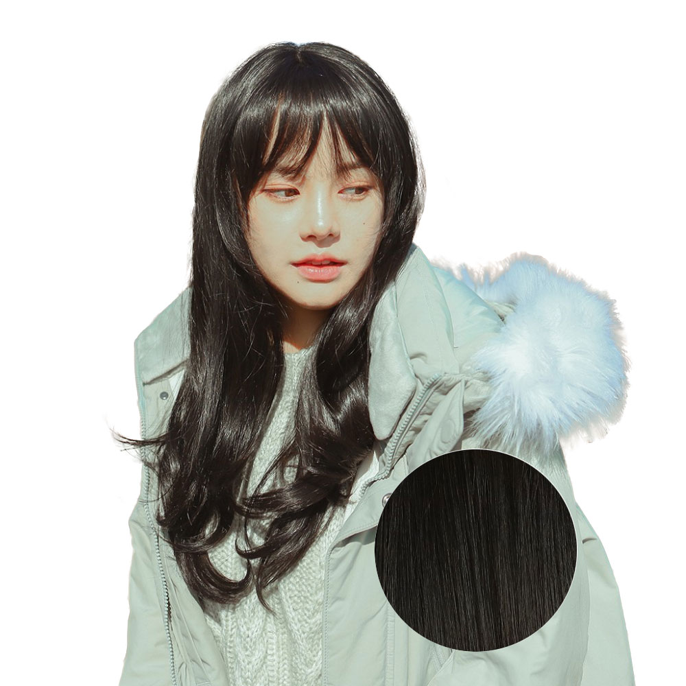 가발매니아 수제통 프론트레이스 긴머리 가발 빌드펌, 내츄럴블랙, 1개 136,980원