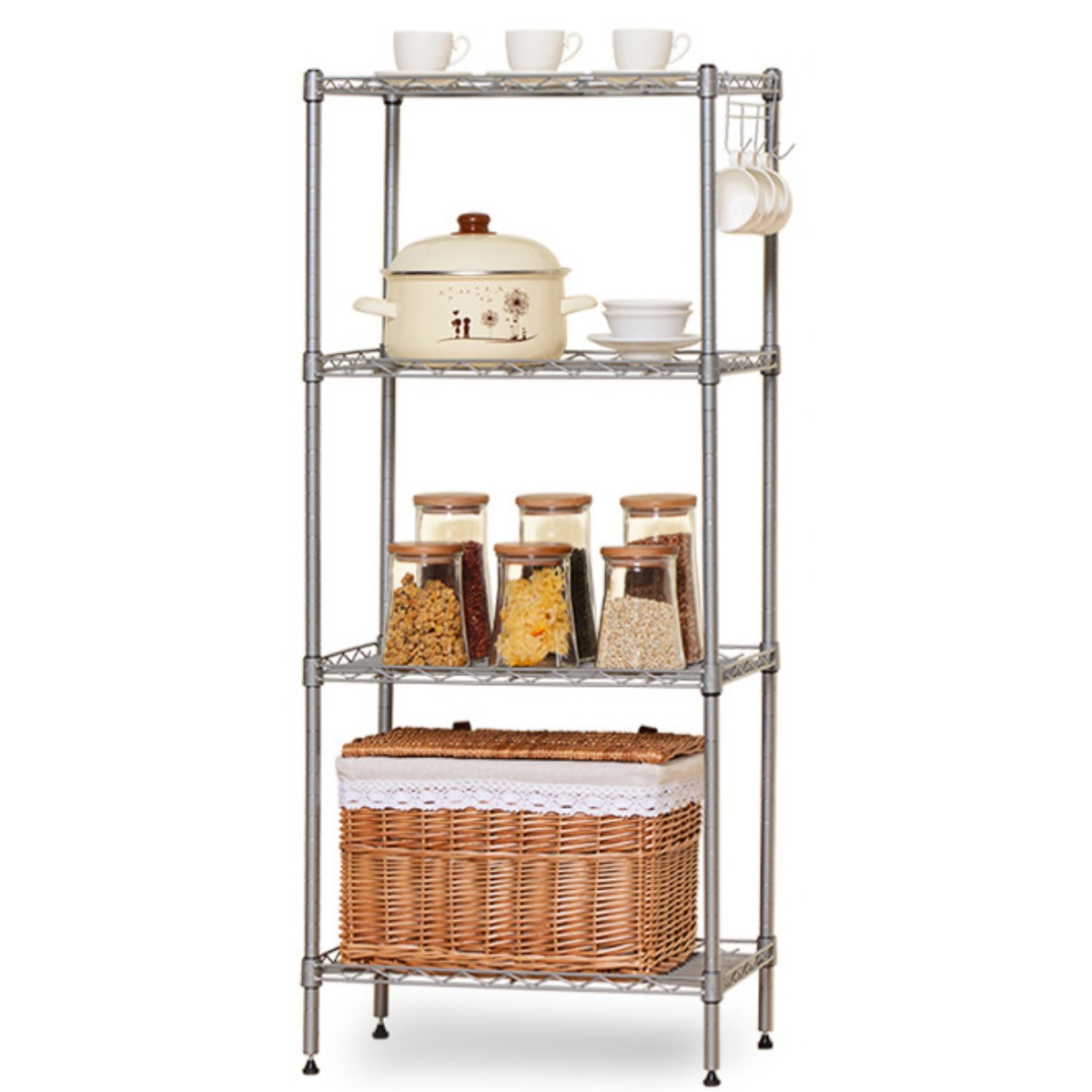 Shipshape 메탈 철제 수납 선반 다용도 튼튼한 선반 모음 4단-5단/훅+매트 증정 55*30*107cm 28,800원