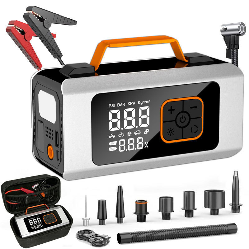LUMANOKI 차량용 점프스타터 에어컴프레서 휴대용 타이어 공기주입기 12V 배터리 충전기 디지털 표시 다기능 세트, 6000mAh, 1개 59,800원