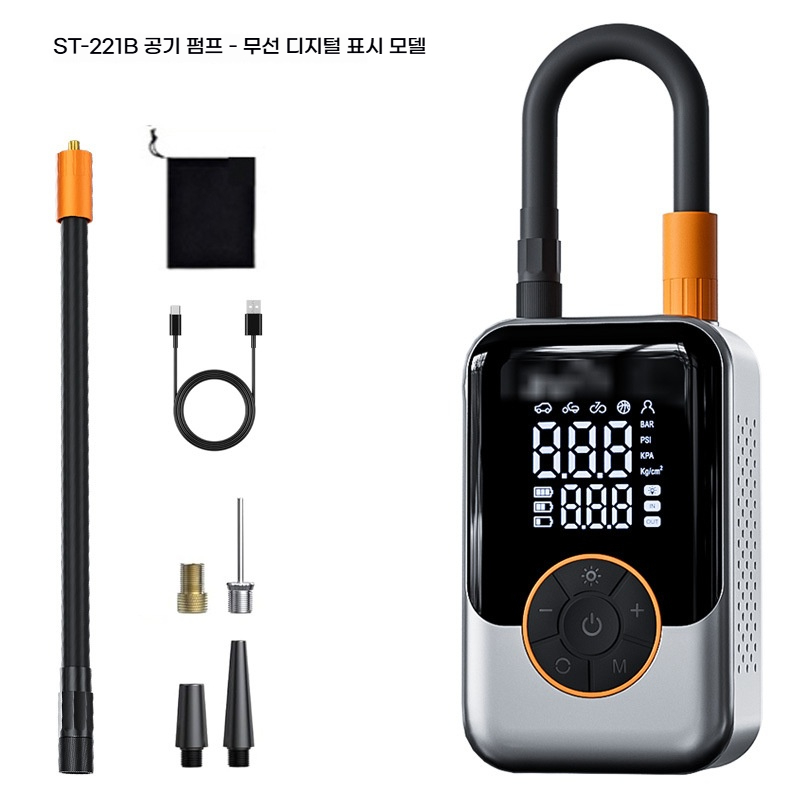 MILLANDA 차량용공기주입펌프 무선 휴대용 고압전동펌프 자동차용공기펌프 타이어공기압측정듀얼스크린 28,000원