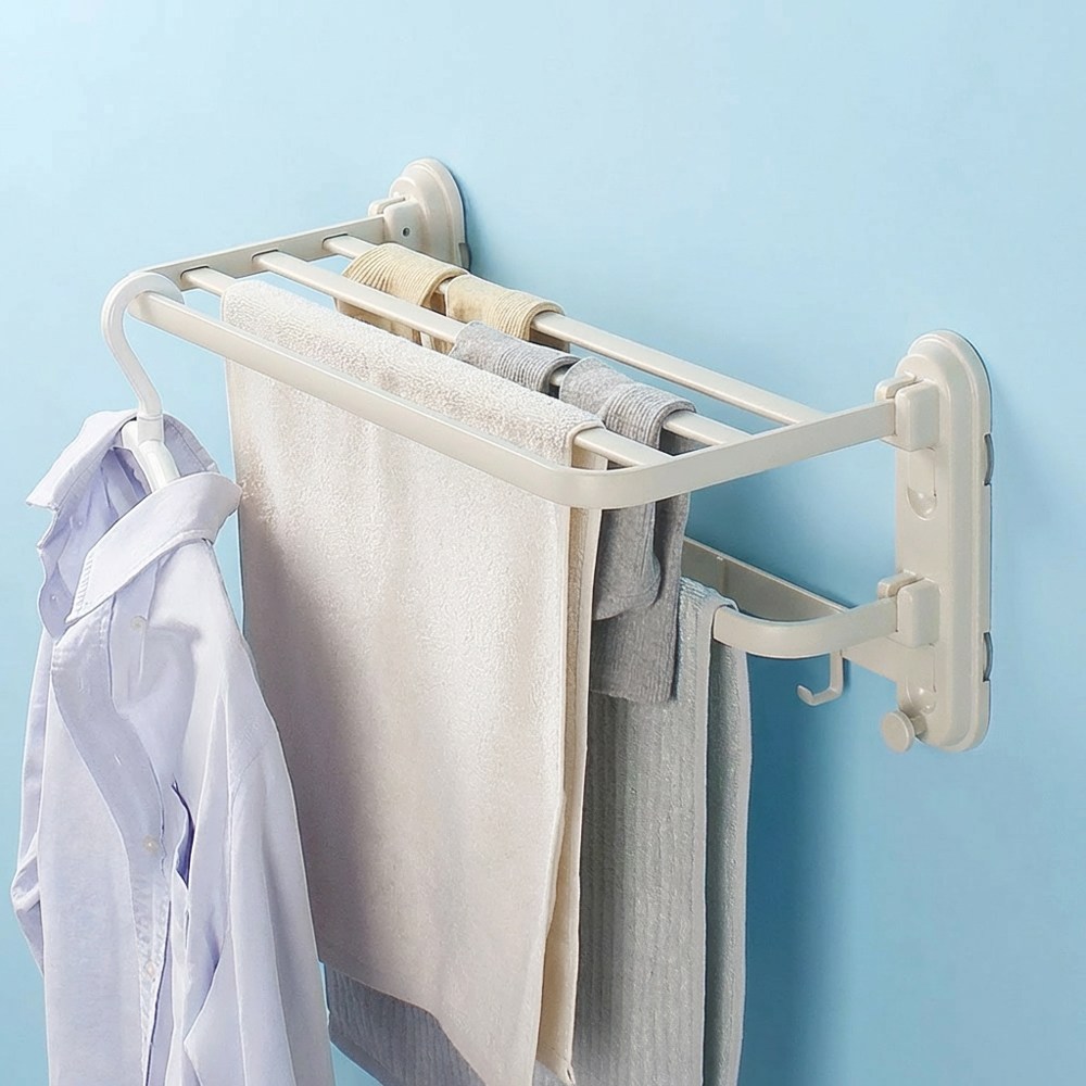 무타공 미니 빨래건조대 4중 강력 흡착식 벽부착, 크림화이트 29,800원