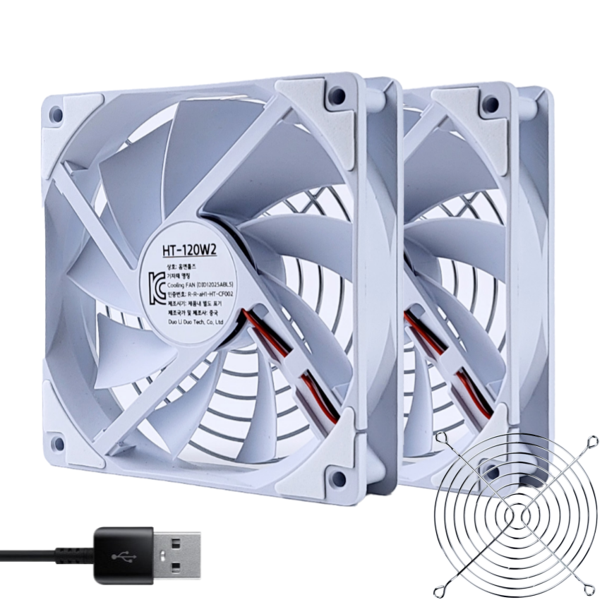 홈앤툴즈 5V DC USB 저소음 쿨링팬 120mm (그릴 화이트 스퀘어), 2개 17,900원