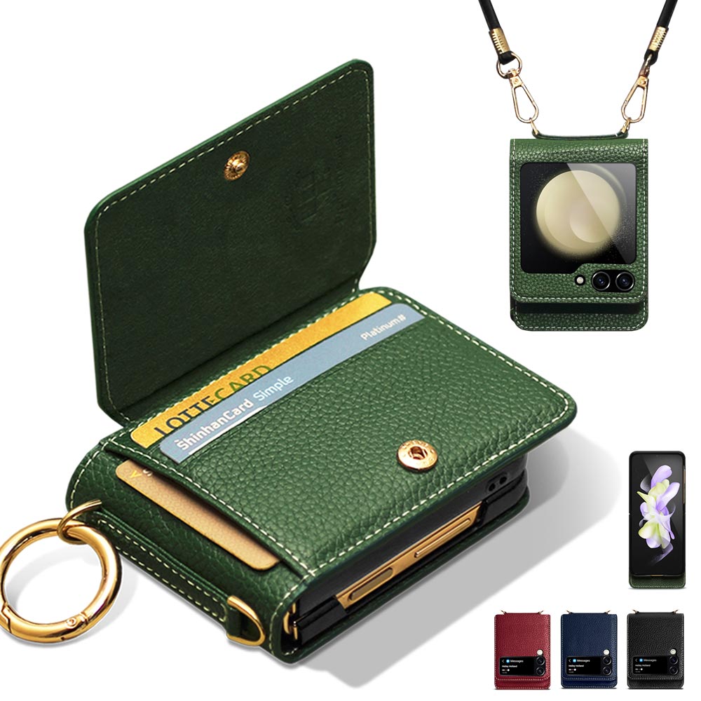 Z플립 6 5 4 3 어깨 스트랩 천연 소가죽 카드 3장 수납 힌지보호 링고리 정품 지갑형 갤럭시 제트 플립 폰케이스 휴대폰케이스 가죽 삼성 지갑 케이스 토sca 제이콥스타일 25,800원