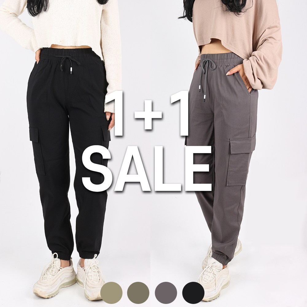 엔케이아울렛 [1+1]NKC여성면스판조거팬츠 여자 데일리 캐주얼 밴딩 스판 카고바지 빅사이즈 단체 32,800원