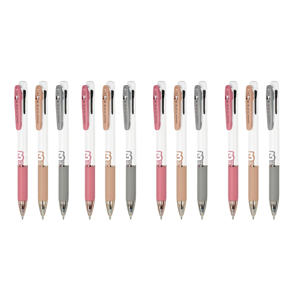 모나미 플립3 멀티펜 0.38mm 3색모음 4개씩(더스티로즈,스모키그레이,텐베이지) 21,900원