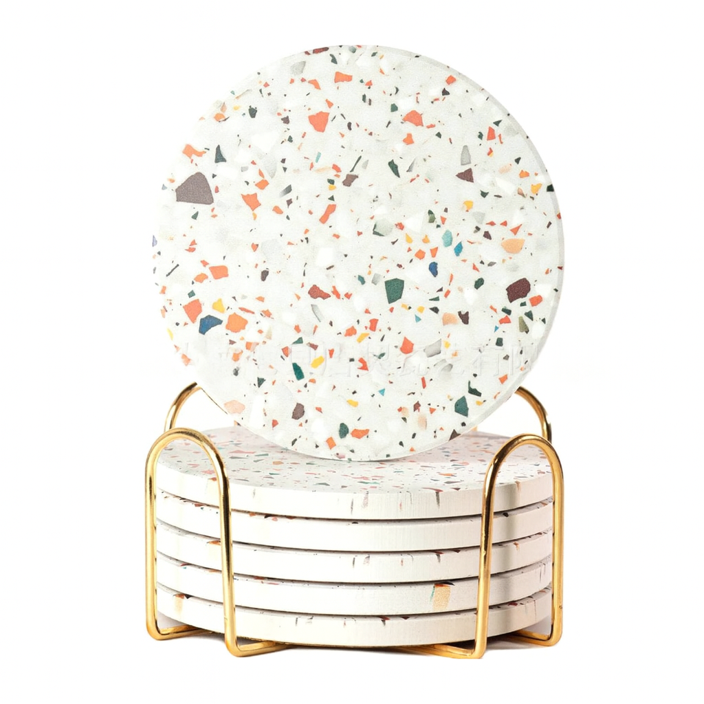 해피주주마켓 규조토 티코스터 6p셋트 컵받침 고급 인테리어, 1세트, 테라조 type 17,900원