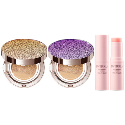 트윙클라 [쿠션15g+쿠션15g+멀티밤10g] [복합 피부] 스타일71 풀커버 쿠션 [17호 21호 23호] 선택, 골드그라데이션21호+퍼플글라데이션21호(복합)+멀티밤, 1개 39,900원