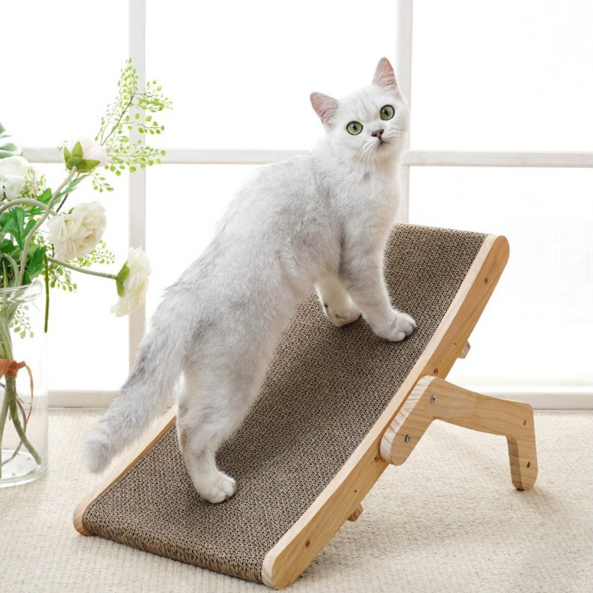 미우프 고양이 스크래쳐 기본 수직 벽 부착형 각도조절 원목 스크래처 커브 8,800원