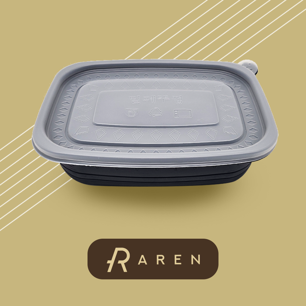 아렌 사각 죽용기 650ml (소) 블랙 PP / 뚜껑포함, 1세트, 500개 74,990원