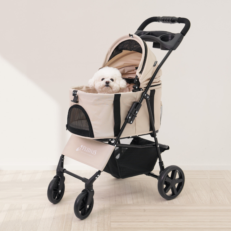 플리다스 실속형 원터치 펫 강아지 유모차 개모차 애견 반려견 경량 퀵폴딩 분리형 소형견 중형견, 아이보리, 1개 99,000원