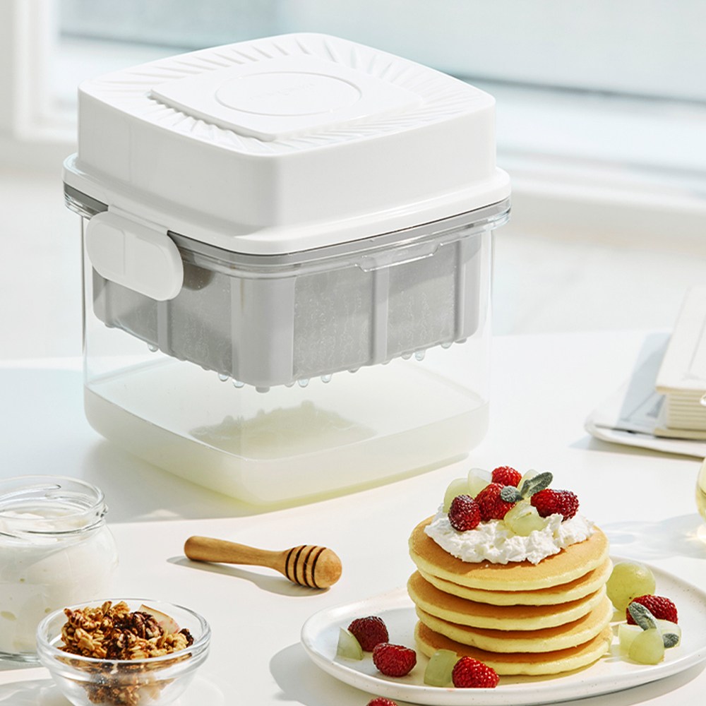 대용량 유청분리기 1.8L 그릭요거트 메이커, 투명 화이트 + 수세미, 1개 31,900원