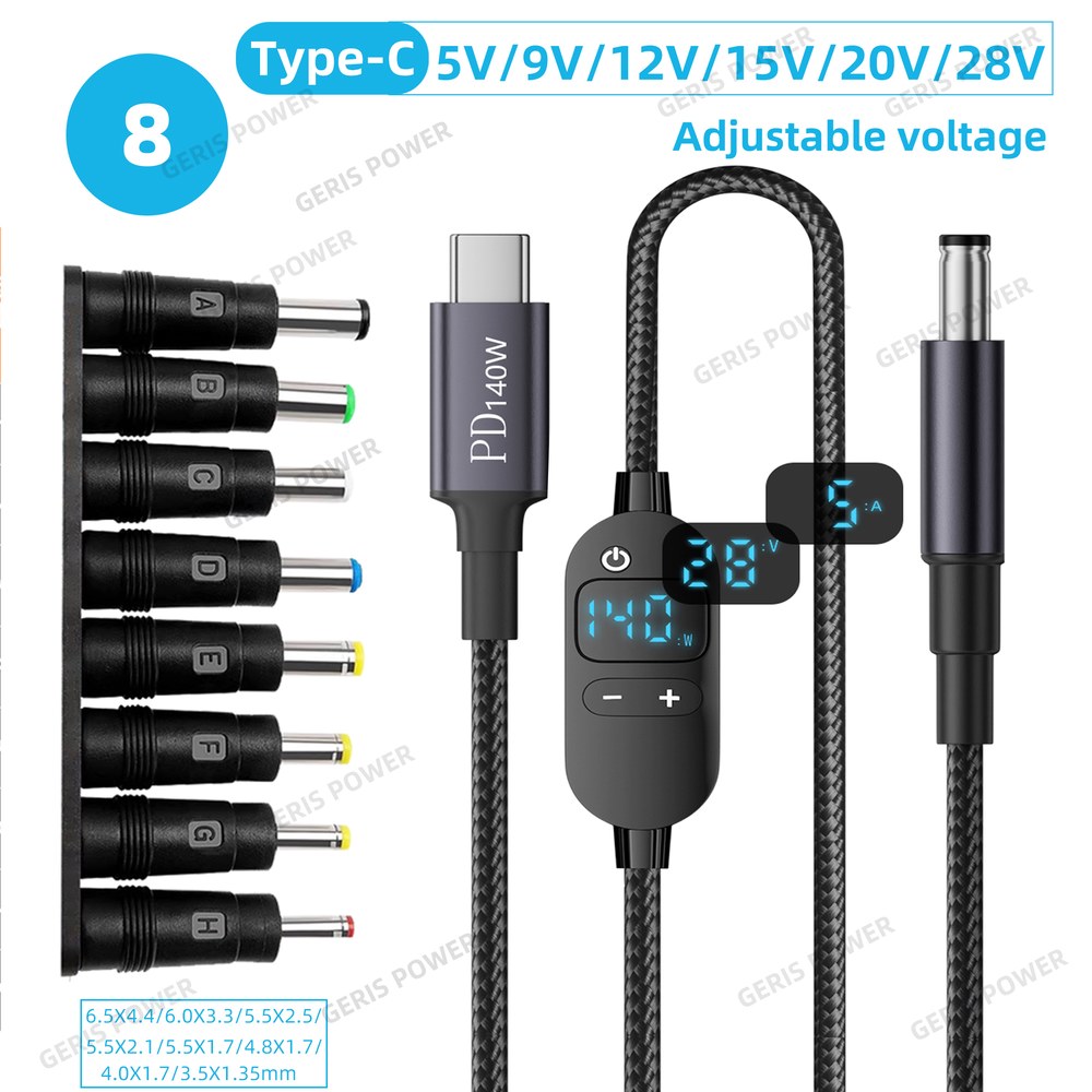 모니터전원선 케이블 USB C to DC 파워 부스트 140W 5V 9V 12V 15V 20V 28V 전압 어댑터 커넥터 노트북 라우터용 19,600원