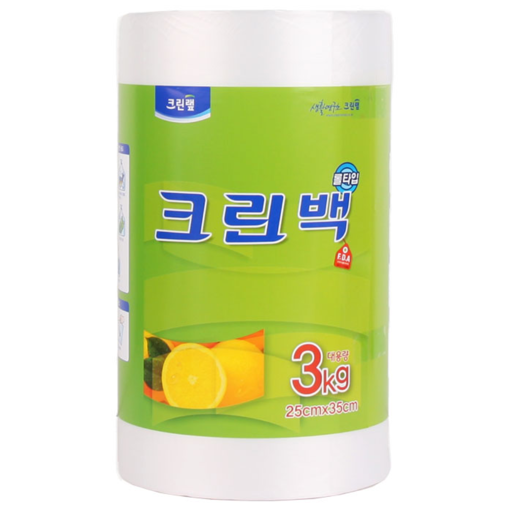크린랩 크린랲 롤백 (중) 25cm x 35cm 3KG 비닐봉투 위생봉지 롤팩 대용량 일회용품 음식물/위생/포장/마트/친환경/업소/식당 20,400원