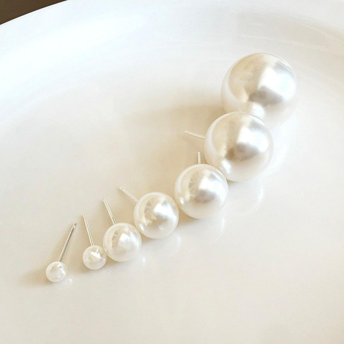 MOOLDN 실버925 화이트 펄 진주 혼주 한복 면접 귀걸이 (4mm/5mm/8mm/10mm/13mm/16mm/20mm) 8,500원