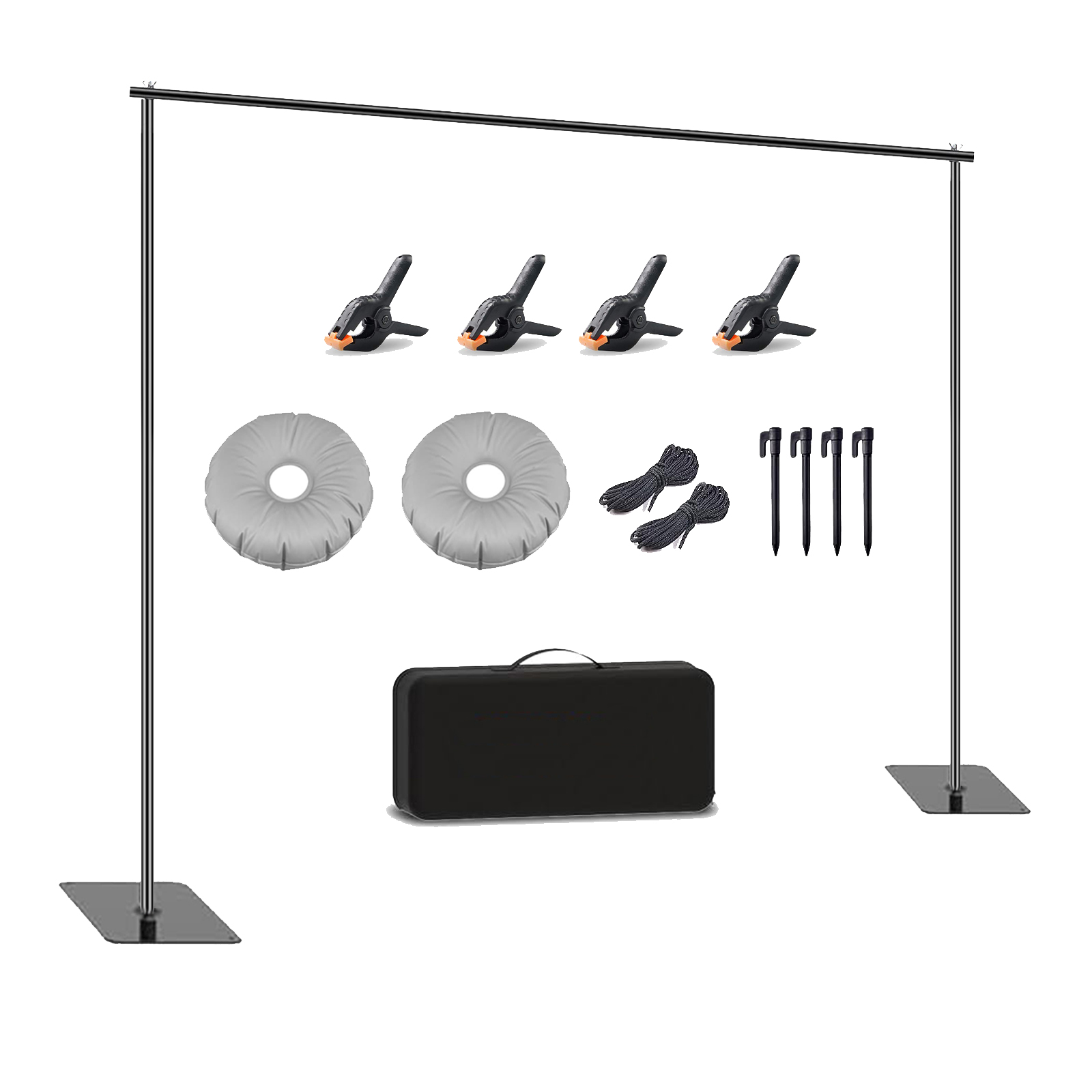 ElevoPod 200x270cm 조절식 배경 스탠드 키트 - 결혼식/생일/파티 스튜디오 촬영을 위한 휴대용 베이스가 있는 헤비 듀티 아이언 사진 배경 지원 시스템, 1개, 단일상품 39,800원