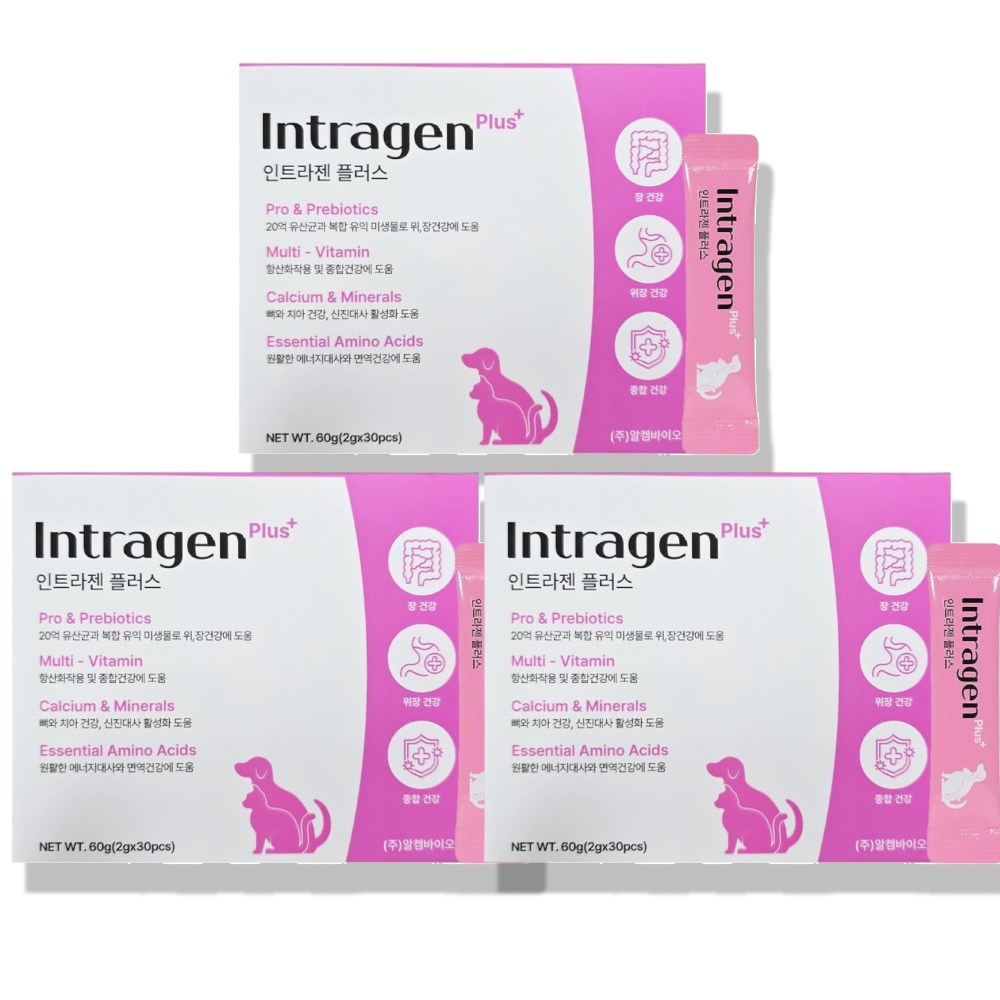 인트라젠 플러스 강아지 유산균 종합영양제 반려동물 영양제, 2g, 장건강/유산균, 90개 31,000원