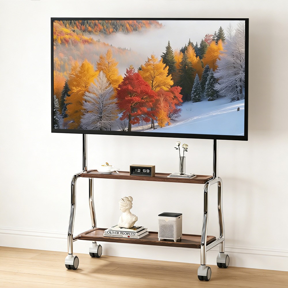 Bornoon 스텐 이동식 스탠드 티비 거치대 32-75인치 2단 원목 선반 69,000원