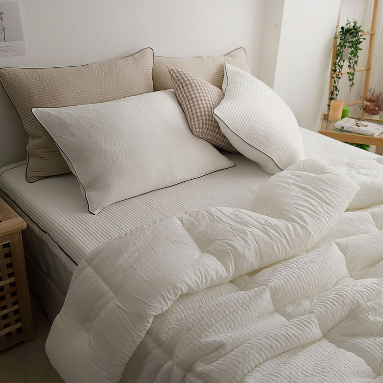 유칼립투스 라이셀 텐셀 모달 침구 싱글 퀸 킹 사이즈 사계절 줄 누비 이불 베개 커버 패드 스프레드 세트 구성 구매 가능 아이보리 화이트 블루 그레이 베이지 마이크로 화이바 솜 166,700원
