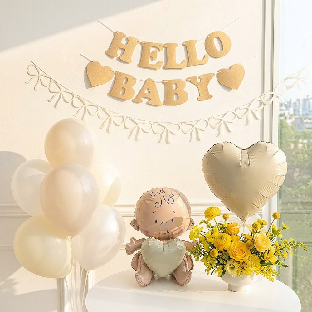 파티몬 헬로 베이비 크림 베이지 베이비샤워 10종 파티 소품 용품 18,800원