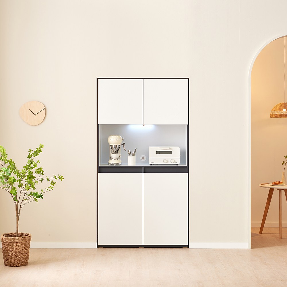 이노센트 그리드 비스포크 빌트인 LED 홈카페장 오픈형 주방 수납장 i104998, 화이트 199,000원