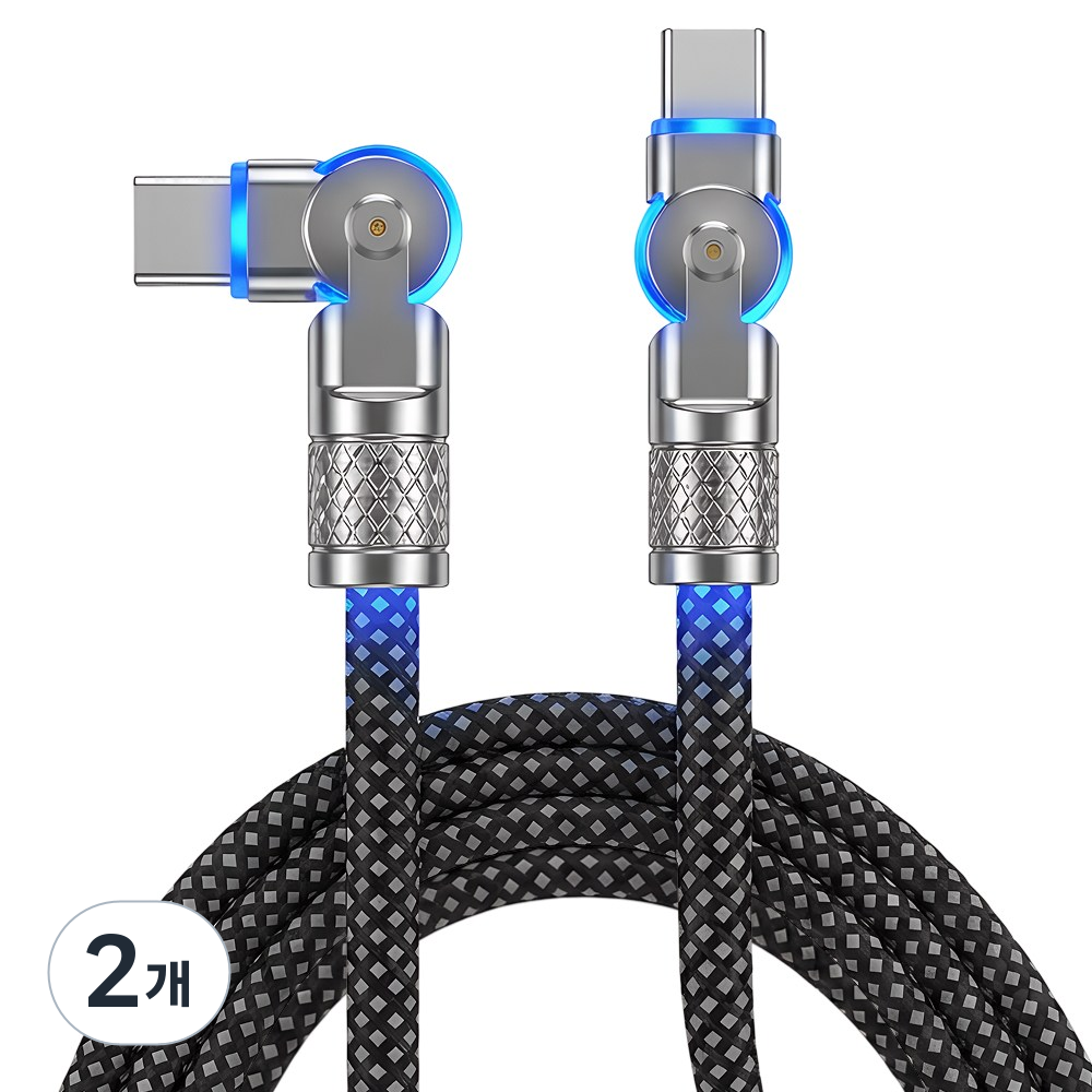 60W 180도 회전 라이트 C to C 고속 충전 패브릭 케이블 23,900원
